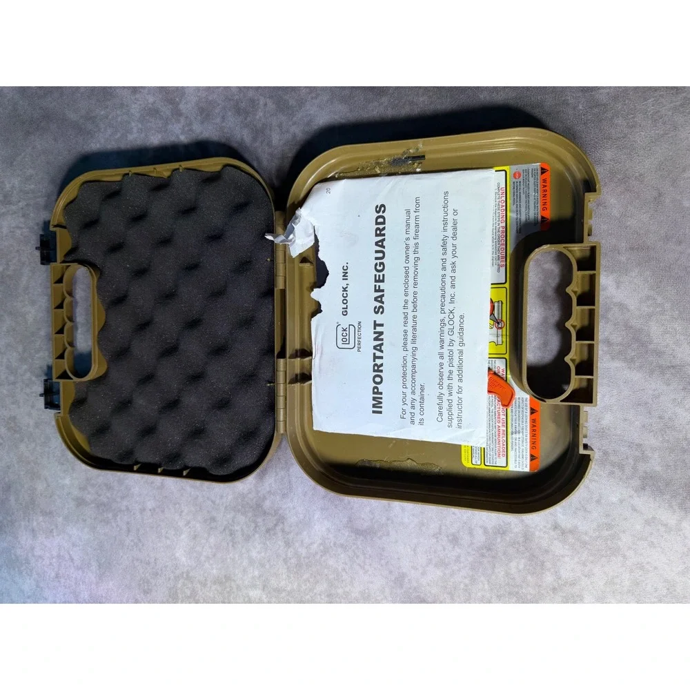 Glock 19X Hard Case Coyote Tan with Magazine Laser Sight and Cleaning Kit